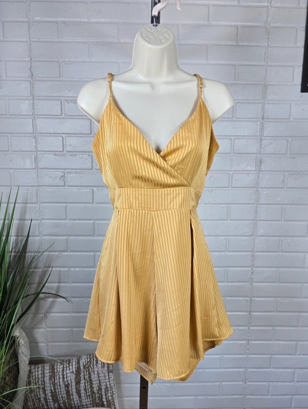 Le Lis Yellow Stripped Spaghetti Strap Romper